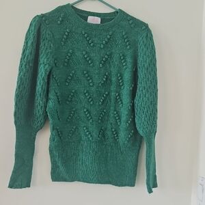Elegant Emerald Knit Sweater Size Medium